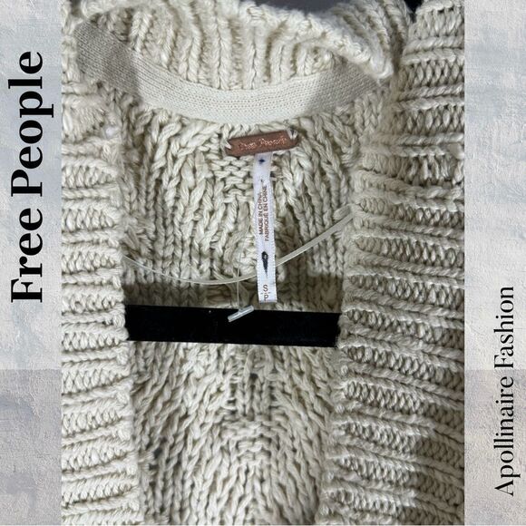 FREE PEOPLE MONTANA CABLEKNIT CARDI SWEATER IN TEA NEW SMALL PETITE - Picture 6 of 11